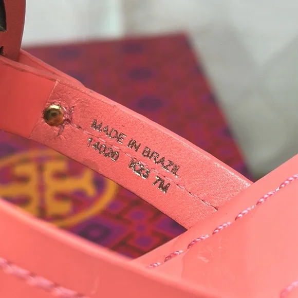 New Tory Burch Women Miller Patent Leather Sandals Coral Crush , Size # Various - Picture 7 of 8